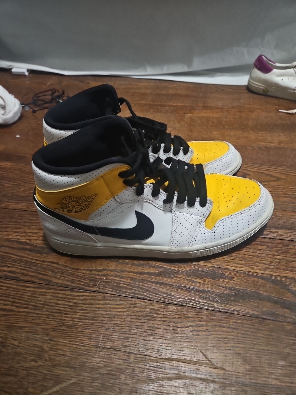 Jordan Men's High-Top Sneakers in Yellow, White & Black